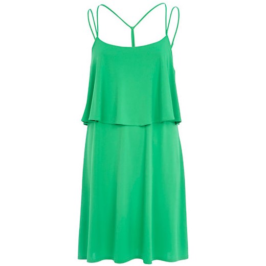Bright green double layer strappy slip dress river-island zielony slipy