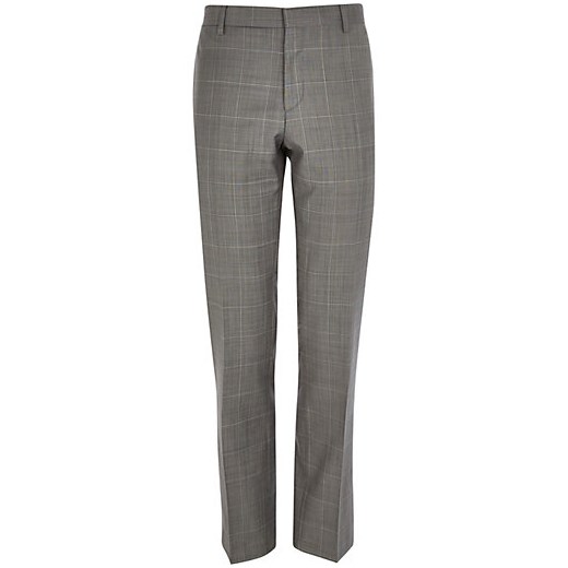 Grey window check skinny suit trousers river-island szary 