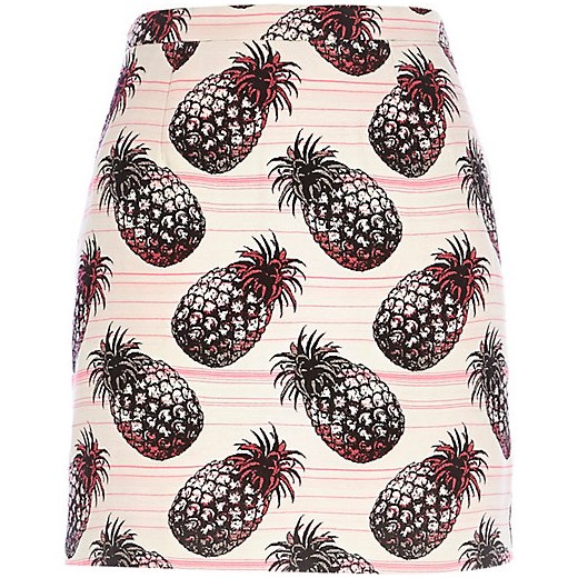 Light pink pineapple print mini skirt river-island bezowy mini