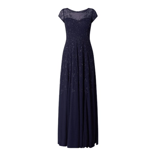 Sukienka Vera Mont wieczorowa szyfonowa z okrągłym dekoltem z krótkimi rękawami maxi 
