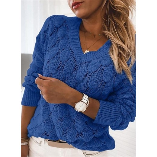 Sweter z plecionej dzianiny dziurami niebieski (S) Sandbella XL sandbella