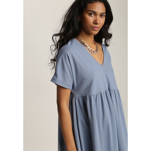 Sukienka Renee oversize niebieska z krótkimi rękawami mini 