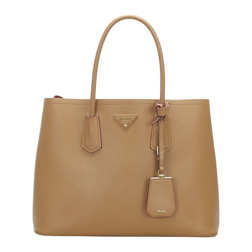 Shopper bag Prada matowa brązowa do ręki mieszcząca a6
