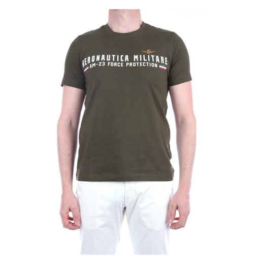 T-shirt męski Aeronautica Militare młodzieżowy bawełniany z napisami z krótkim rękawem 
