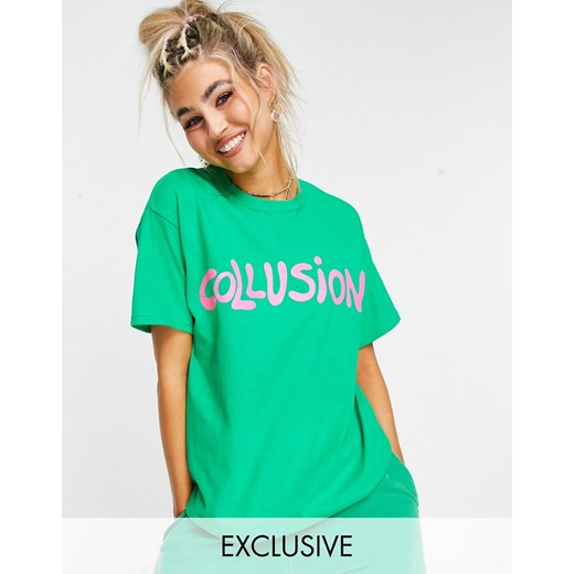 COLLUSION – Zielony T-shirt oversize z logo – część zestawu Collusion XS Asos Poland