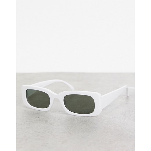 New Look – Białe prostokątne okulary przeciwsłoneczne-Biały New Look One Size Asos Poland