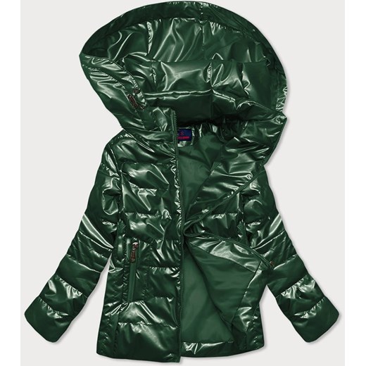 Pikowana błyszcząca kurtka damska zielona (2021-04) ze sklepu goodlookin.pl w kategorii Kurtki damskie - zdjęcie 112729617