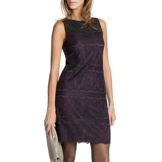Sukienka czarny/fioletowy halens-pl czarny abstrakcyjne wzory
