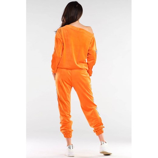 Spodnie damskie pomarańczowe AWAMA w sportowym stylu 