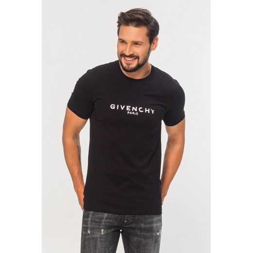 GIVENCHY - czarny t-shirt męski z białym logo vintage Givenchy L outfit.pl