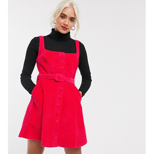 ASOS DESIGN Petite — Różowa sztruksowa sukienka skater bez rękawów-Różowy 38 Asos Poland