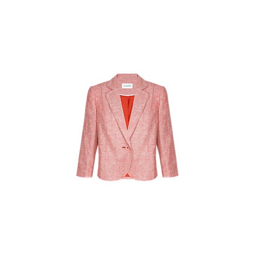 Linen Blend Stitched Buttonsafe™ Blazer  marks-and-spencer rozowy 