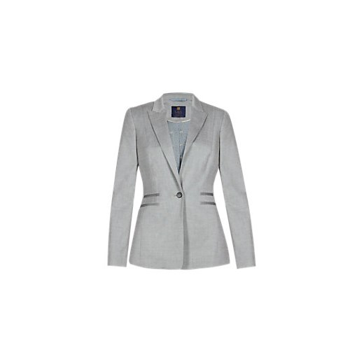 Peak Lapel 1 Button Blazer with Wool  marks-and-spencer szary 