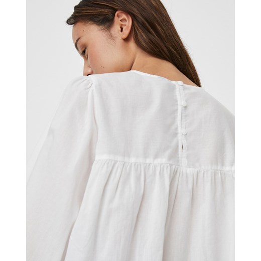 Bluzka damska biała Vero Moda z okrągłym dekoltem bawełniana 