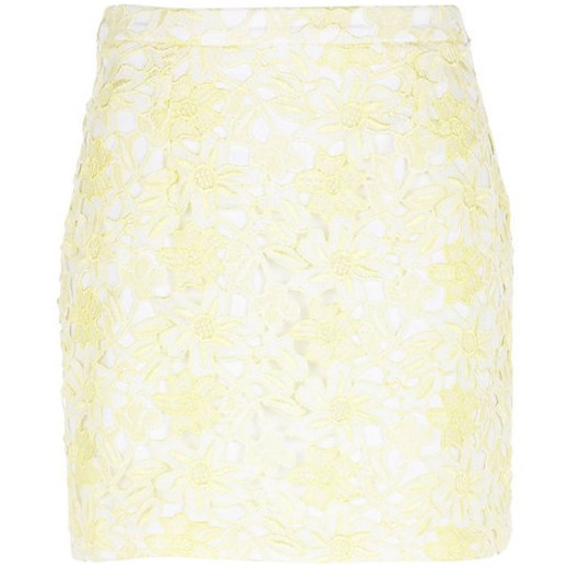 Light yellow lace mini skirt river-island bezowy mini