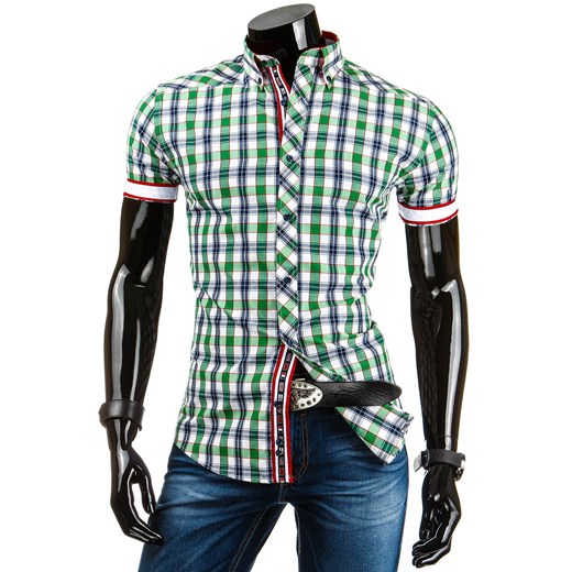Koszula z krótkim rękawem (kx0282) - Zielony dstreet szary koszule