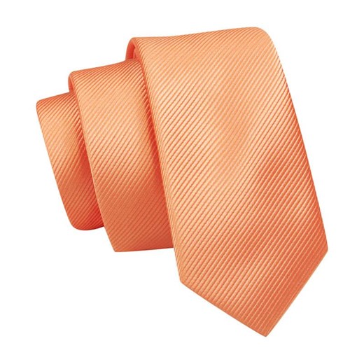Wąski Krawat, Pomarańczowy Śledź Męski, 5 cm, w Drobny Prążek, Jednokolorowy -Angelo di Monti KRADM1828 ze sklepu JegoSzafa.pl w kategorii Krawaty - zdjęcie 113462407