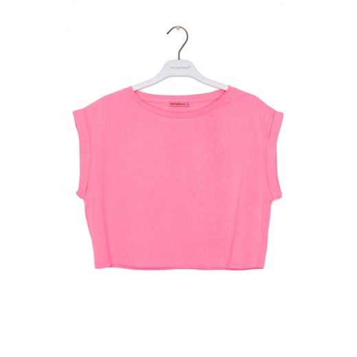 Cropped plain t-shirt terranova rozowy t-shirty