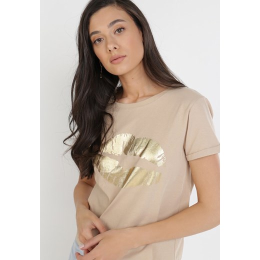 Beżowy T-shirt Theamishia XL Born2be Odzież