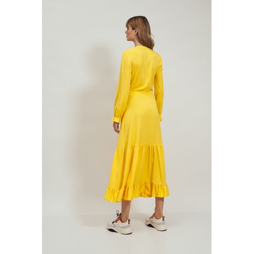 Długa żółta sukienka z falbanką - S178 Nife L (40) Świat Bielizny