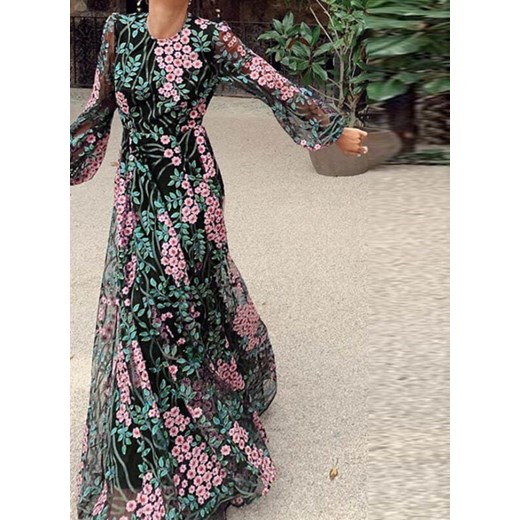 Sukienka Cikelly w kwiaty maxi z dekoltem na plecach 