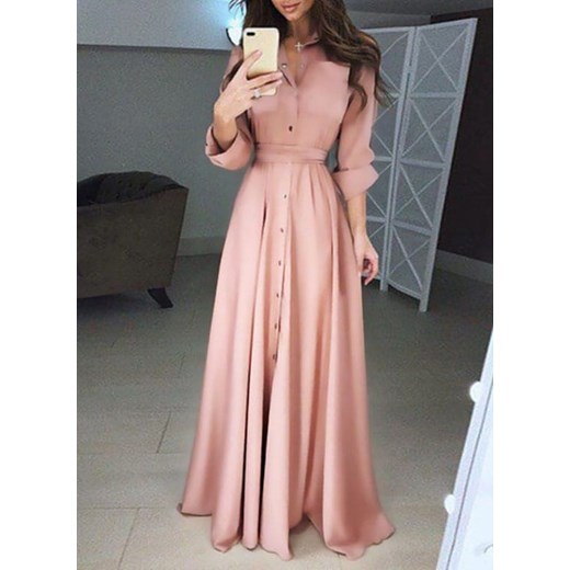 Cikelly sukienka z długim rękawem różowa maxi 