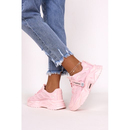 Różowe sneakersy na platformie buty sportowe sznurowane Casu 21F1/P Casu 38 promocyjna cena Casu.pl