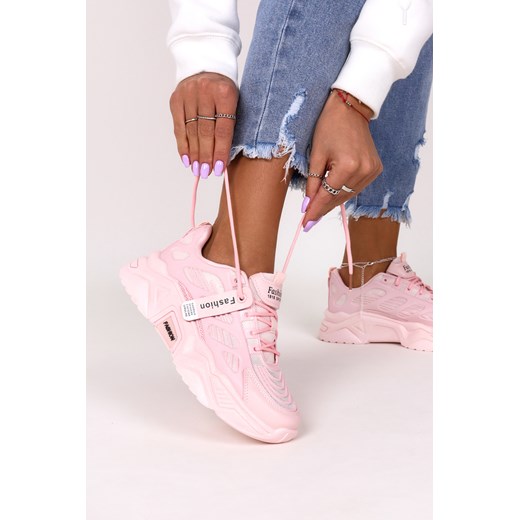 Różowe sneakersy na platformie buty sportowe sznurowane Casu 21F1/P Casu 35 Casu.pl promocyjna cena