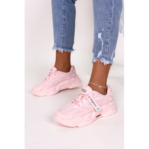 Różowe sneakersy na platformie buty sportowe sznurowane Casu 21F1/P Casu 38 Casu.pl okazyjna cena