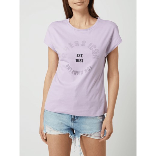 T-shirt z bawełny ekologicznej model ‘Carly’ Guess S Peek&Cloppenburg  wyprzedaż
