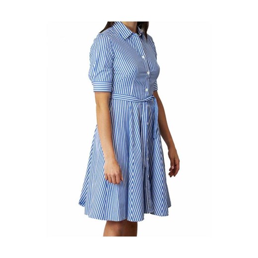 Sukienka ASPESI wiosenna z krótkimi rękawami z kołnierzykiem mini koszulowa 