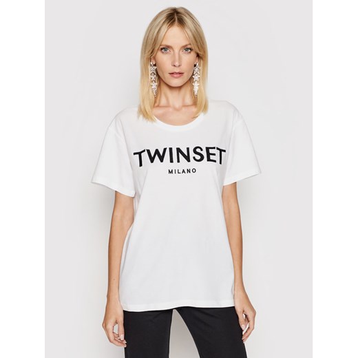 TwinSet T-Shirt 201TP2081 Biały Regular Fit Twinset M okazja MODIVO
