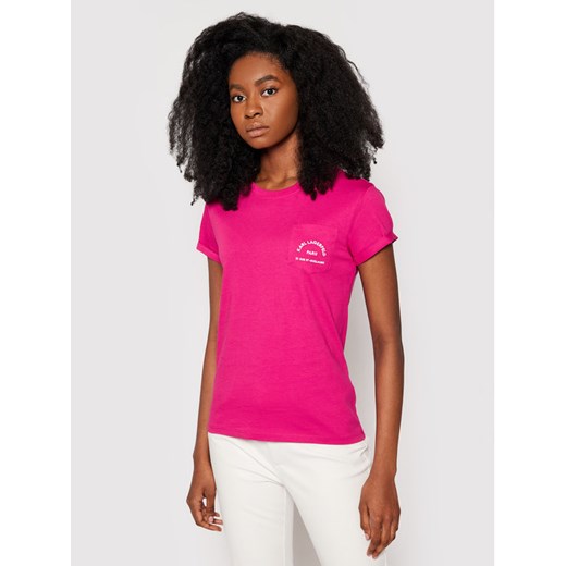 KARL LAGERFELD T-Shirt Address Pocket Tee 201W1703 Różowy Regular Fit Karl Lagerfeld XS MODIVO