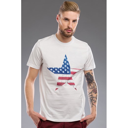 TOPMAN biała koszulka męska  AMERICAN STAR blackroom-pl bialy bawełniane