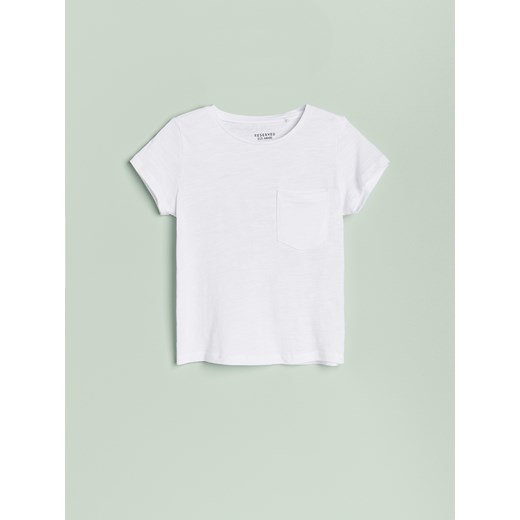 Reserved - Bawełniany T-shirt z kieszonką - Biały Reserved 128 Reserved