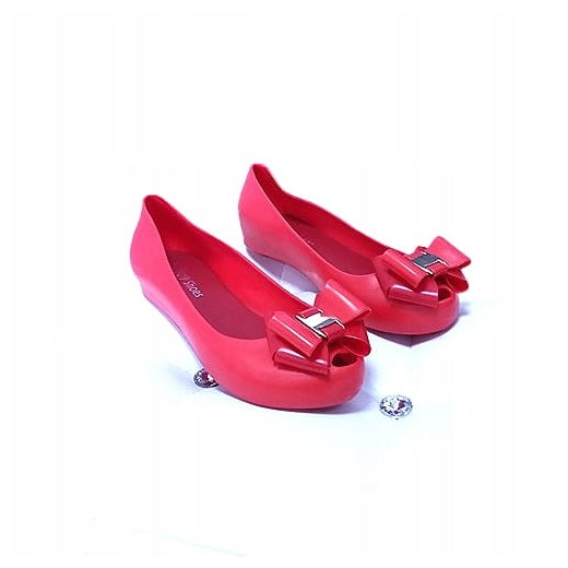 BALERINKI meliski kokarda czerwone gumowe KBU778 Top Shoes 36 onaion58