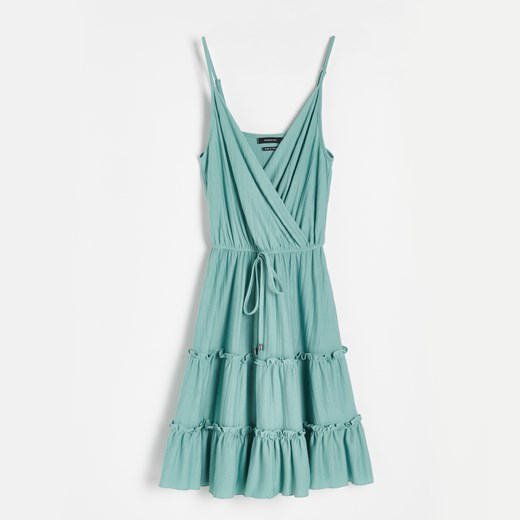 Reserved - Sukienka z kopertowym dekoltem - Niebieski Reserved M Reserved