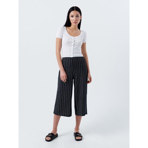 Cropp - Wzorzyste spodnie culotte - Szary Cropp S Cropp