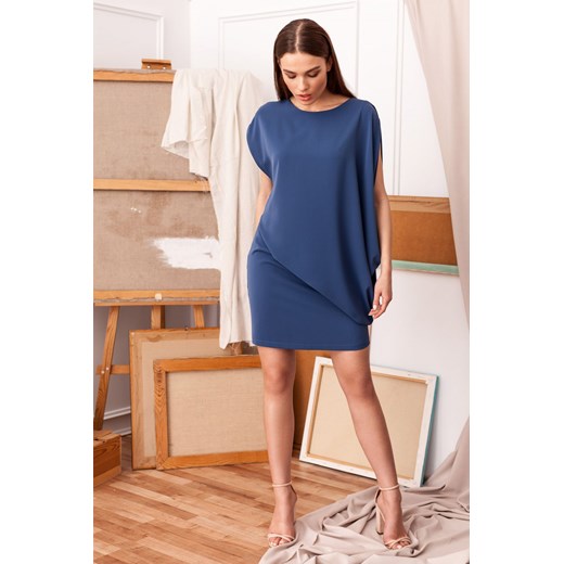 S262 Sukienka warstwowa - niebieska ze sklepu Świat Bielizny w kategorii Sukienki - zdjęcie 113782028