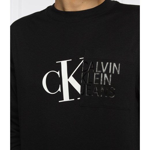 Calvin Klein t-shirt męski z długimi rękawami z napisami 