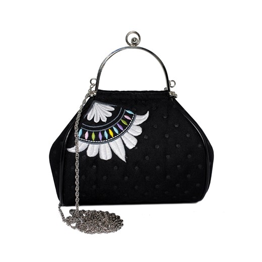 Pikowana torebka z biglem i łańcuszkiem Destiny goshico-com czarny abstrakcyjne wzory