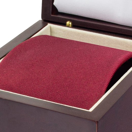 Zestaw ślubny dla mężczyzny klasyczny w kolorze bordowym: krawat + poszetka + spinki zapakowane w pudełko EM 30 Em okazja EM Men's Accessories