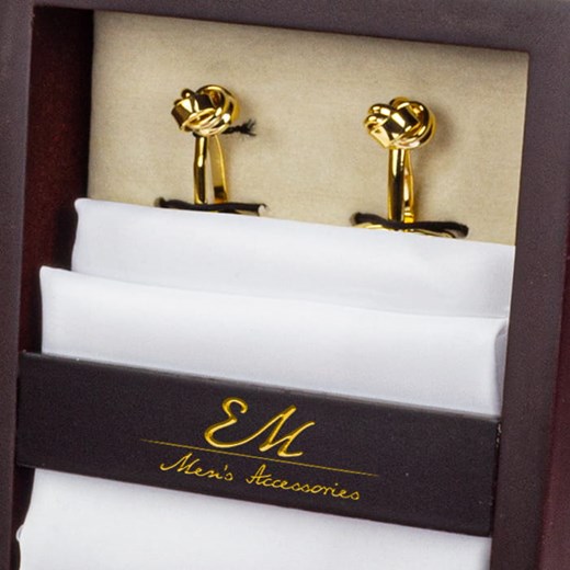 Zestaw ślubny dla mężczyzny klasyczny w kolorze bordowym: krawat + poszetka + spinki zapakowane w pudełko EM 30 Em promocja EM Men's Accessories