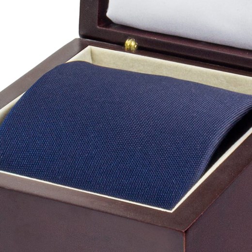 Zestaw ślubny dla mężczyzny klasyczny w kolorze granatowym: krawat + poszetka + spinki zapakowane w pudełko EM 43 Em wyprzedaż EM Men's Accessories