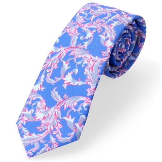 Krawat Błękitny Z Motywem Kwiatowym Dobrze Dodane Dobrze Dodane