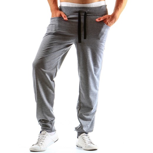 Spodnie (ux0034) - Szary dstreet bialy bawełniane