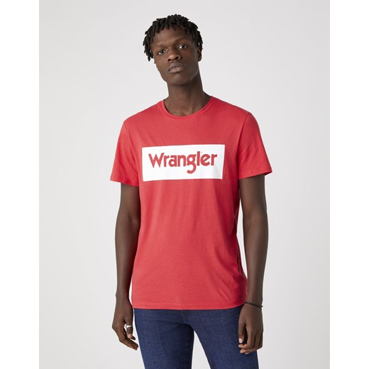 T-shirt męski czerwony Wrangler bawełniany 