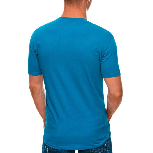 T-shirt męski z nadrukiem 1429S - jasnoniebieski Edoti.com XL Edoti.com