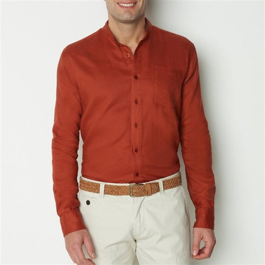 Koszula z kołnierzem oficerskim, 100% lnu la-redoute-pl czerwony z kieszeniami