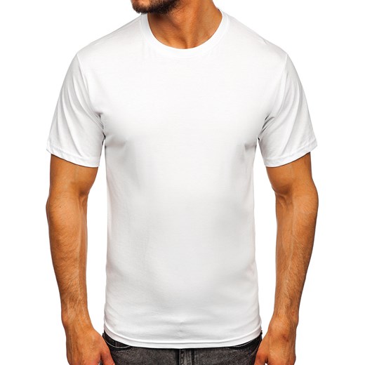Biały T-shirt męski bez nadruku Denley 192397 S Denley wyprzedaż